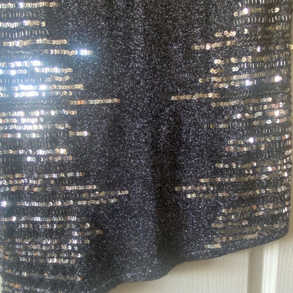 LA CHATEAU - Black Sparkle w/ Silver Bling Detail, Uneven Hem Line - Picture 2 of 11